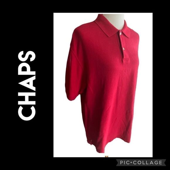 CHAPS Ralph Lauren Red Short Sleeve Polo Shirt Size Large-EUC - Picture 1 of 9